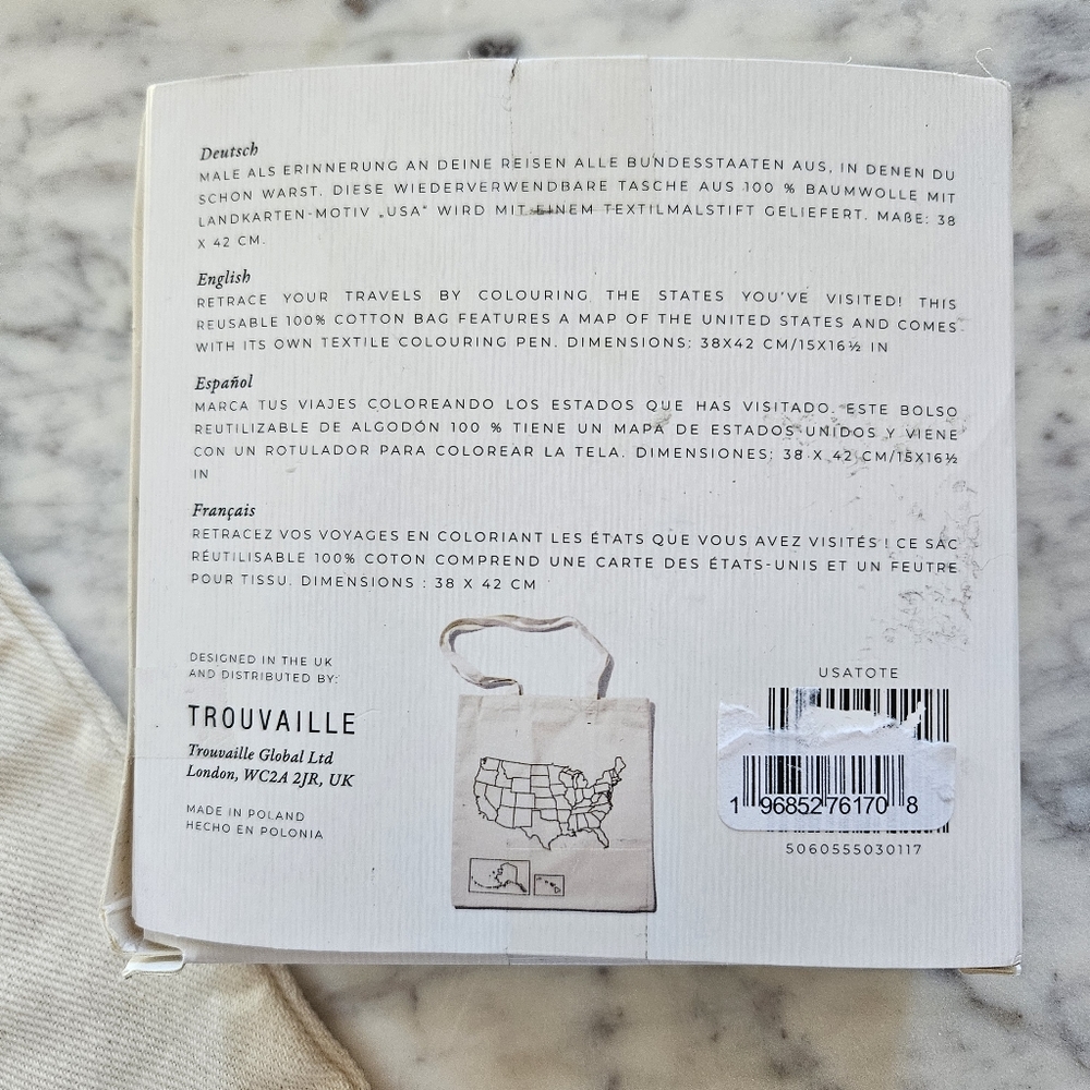 NWT Trouvaille United States Tote Bag Color in Your Travels Road Trip Tote Bag - Picture 8 of 12